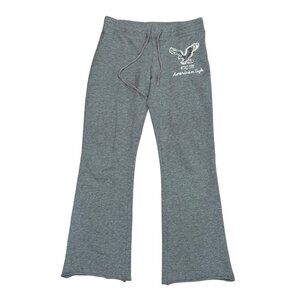 Y2K American Eagle Low Rise Gray Drawstring Athletic Flare Yoga Pants Large